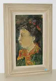 Mädchenportrait im Profil, 1963 by Leopold Haefliger, oil on paper, offered Sep 2018