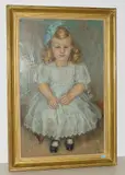 Blondes Mädchen mit hellblauer Haarschleife by Wilhelm Hartung, oil on canvas, sold Sep 2018
