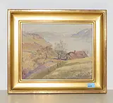 Paysage du Lavaux,1934 by Pierre Lepinard, oil on canvas, sold Sep 2018