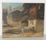 Zugeschrieben Blick auf Postamt und Kirche Nidwald by Louise Melley, oil on canvas, sold Sep 2018