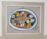 Fischplatte, 1967 by Walter Arnold Steffen, oil on canvas, sold Sep 2018