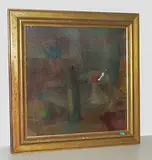 Stillleben mit Weinflasche, Fuss-Schale und Früchten, 1915 by Johann Wilhelm von Tscharner, oil on canvas, sold Sep 2018