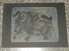 Büffel by Hans Erni, 1956, color lithograph, sold Sep 2018