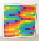 Fünfzehn systematische Farbreihen mit vertikalen Verdichtungen by Richard Paul Lohse, 1968, color screenprint, sold Sep 2018