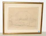 Dorf und Voralpenlandschaft by Alfred Heinrich Pellegrini, 1946, pencil, offered Sep 2018