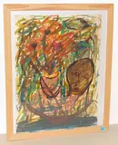 Kopf und Blumen by Walter Arnold Steffen, watercolor, offered Sep 2018