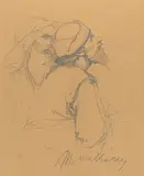 Studienblatt mit zwei Bauern by Mihály Munkácsy, pencil, offered Jun 2018