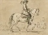 In der Art von Kavalier zu Pferde by Francesco Zuccarelli, pen and ink, sold Jun 2018