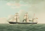 Kolor by "Hamburg=American Mail Steamer 'Bavaria' 2200 Tons"., lithograph, sold Jun 2018