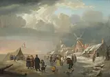 zugeschrieben Winterlandschaft mit Schlittschuhläufern und Spaziergängern by Andries Vermeulen, oil on panel, offered Jun 2018
