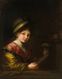 Bildnis eines jungen Mädchens mit Singvogel by Johann Jakob d.Ä. Dorner, 1794, oil on canvas, sold Jun 2018