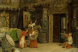 Ministranten in der Sakristei Musik spielend by Francesco Bergamini, oil on canvas, sold Jun 2018