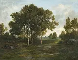 Clairière dans la forêt de Fontainebleau by Léon Richet, oil on panel, offered Jun 2018