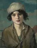 zugeschrieben Portrait einer jungen Dame mit Pelzmütze by Karl Klimsch, oil on canvas, sold Jun 2018