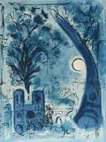 Notre-Dame und Eiffel-Turm by Marc Chagall, 1960, color lithograph, sold Jun 2018