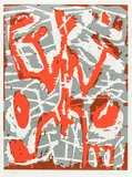 Jäger by A. R. Penck, color woodcut, sold Jun 2018