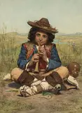 Der kleine Flötenspieler by Pierre Louis Joseph Coninck, oil on canvas, offered Jun 2018