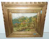 Herbstlandschaft mit See und Bergen by Lorenzo Gignous, oil on board, offered Jun 2018