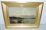 Morgendämmerung am Simssee bei Krottenmühl by Fritz Halberg-Krauss, oil on board, sold Jun 2018
