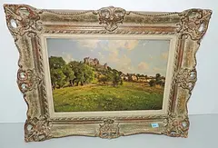 Landschaft mit Burgruine by Léon Joubert, oil on board, offered Jun 2018