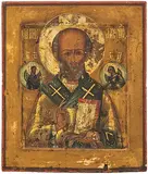 Russisch, um 1800 by Hl. Nikolaus, tempera, offered Jun 2018