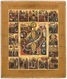 Russisch, um 1800 by Grosse Festtagsikone, tempera, sold Jun 2018