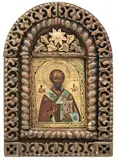 Russisch, Ende 19.Jh by Hl. Nikolaus mit Rahmen, tempera, offered Jun 2018