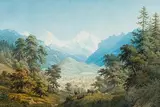 Blick auf Unterseen gegen das Jungfraumassiv by Anton Winterlin, watercolor, sold Jun 2018