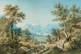 Urirotstock von Schwitz aus gesehen by Anton Winterlin, watercolor, sold Jun 2018