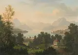 Blick oberhalb der Tellskapelle gegen Küssnacht und den See, 1866 by Anton Winterlin, oil on canvas, sold Jun 2018