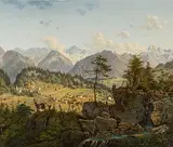 Sommerliche Gebirgslandschaft mit Hochtal, 1855 by Anton Winterlin, oil on canvas, sold Jun 2018