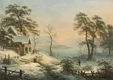 Winterliche Ansicht von Feldbach gegen Rapperswil, 1847 by Anton Winterlin, oil on canvas, sold Jun 2018