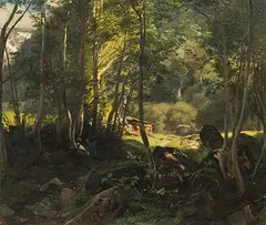 Waldlichtung bei Elm", 1864 by Johann Gottfried Steffan, oil on canvas, sold Jun 2018