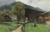 Bauerngehöft by Gustave Castan, oil on paper, sold Jun 2018