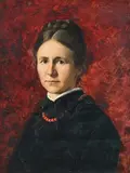 Portrait einer jungen Frau mit hochstecktem, dunklem Haar und roter Korallenkette, 1885 by Ottilie Roederstein, oil on canvas, sold Jun 2018