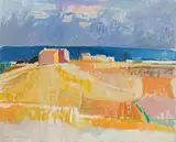 Dunkler Meerstreifen", 1957 by Henri Schmid, oil on canvas, sold Jun 2018