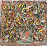 Vase mit Blunen, 1971 by Walter Arnold Steffen, oil on board, offered Jun 2018