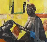 Die Dienerin", 1982 by Marc-Antoine Fehr, oil on paper, offered Jun 2018