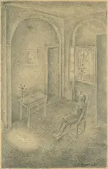 Interieur by Serge Brignoni, 1922, pencil, sold Jun 2018