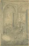 Interieur by Serge Brignoni, 1922, pencil, sold Jun 2018