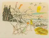 Landschaft by Alois Carigiet, 1964, color lithograph, sold Jun 2018