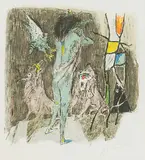 Das Weib und die Raubtiere by Alois Carigiet, 1967, color lithograph, offered Jun 2018