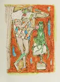 Harlekin mit Diavolo by Alois Carigiet, 1970, color lithograph, offered Jun 2018