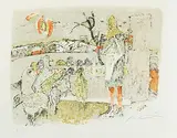 Am Brunnen by Alois Carigiet, 1970, color lithograph, sold Jun 2018