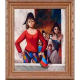Harlequin Troupe by Jean Pierre Serrier, oil on canvas, sold Jun 2023