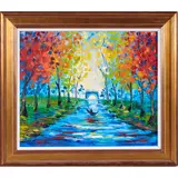 Untitled by Colorful Impressionist Park Landscape, oil on canvas, sold Jun 2023