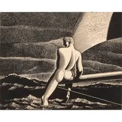 Fair Wind by Rockwell Kent, 1931, wood engraving, sold Jul 2023