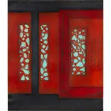 Scarlet Organization by Hiroyuki Tajami, 1976, woodcut in colors, sold Jul 2023