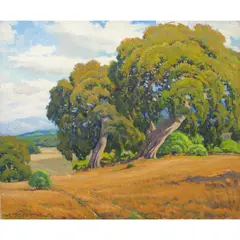 California Hillside with Oaks by Arthur Hill Gilbert, oil on canvas, sold Jul 2023