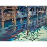 Cannery Row by Vladimir Shkurkin, oil on canvas, sold Jul 2023